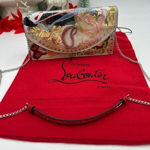 Women's Christian Louboutin loubi54 clutch bag with chain-link shoulder strap